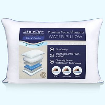 Mediflow Elite Down Alternative Water Pillow, Adjustable Pillow For Sleeping, Neck Pain Relief