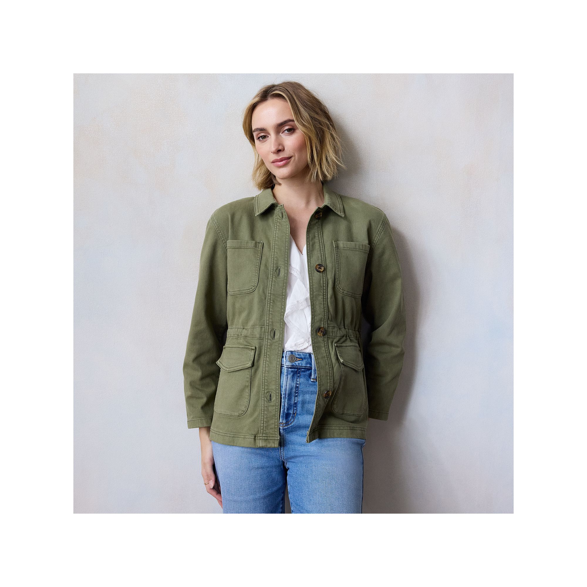 Womens LC Lauren Conrad Cinched Waist Cargo Jacket, Size: XS, Addison Gree