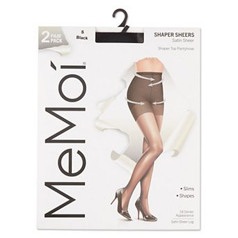 Women's 2 Pair Pack Satin Sheer Shaper Top Pantyhose