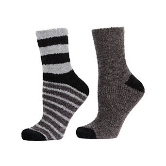 Chenille Multi Striped/solid Cozy Crew 2 Pair Pack