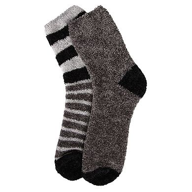 Chenille Multi Striped/solid Cozy Crew 2 Pair Pack