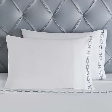 SUPERIOR Chain Links Cotton Embroidered Deep Pocket Bed Sheet Set