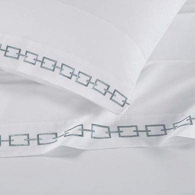 SUPERIOR Chain Links Cotton Embroidered Deep Pocket Bed Sheet Set