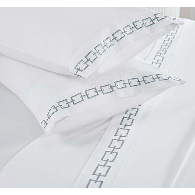SUPERIOR Chain Links Cotton Embroidered Deep Pocket Bed Sheet Set