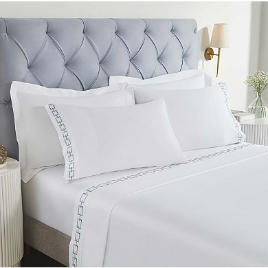 SUPERIOR Chain Links Cotton Embroidered Deep Pocket Bed Sheet Set