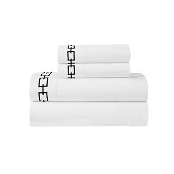 SUPERIOR Chain Links Cotton Embroidered Deep Pocket Bed Sheet Set