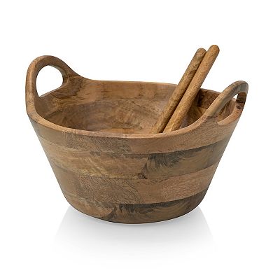 Toscana Ciotola Large Mango Wood Serving Bowl with Handles