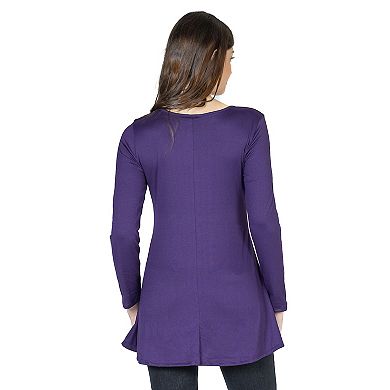 Women's 24Seven Comfort Apparel Flared Henley Tunic Top