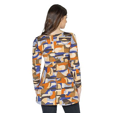 Women's 24Seven Comfort Apparel Long Sleeve V Neck Tunic Top