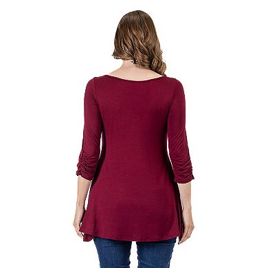 Women's 24Seven Comfort Apparel Ruched Swing Tunic Top