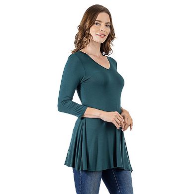 Women's 24Seven Comfort Apparel V Neck Tunic Top