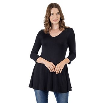 Women's 24Seven Comfort Apparel V Neck Tunic Top