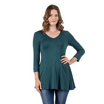 Women's 24Seven Comfort Apparel V Neck Tunic Top