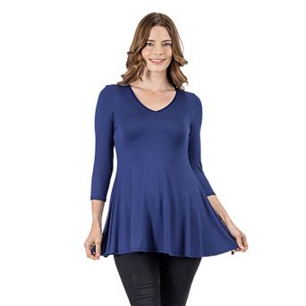 Women's 24Seven Comfort Apparel V Neck Tunic Top