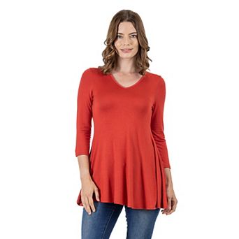 Women's 24Seven Comfort Apparel V Neck Tunic Top
