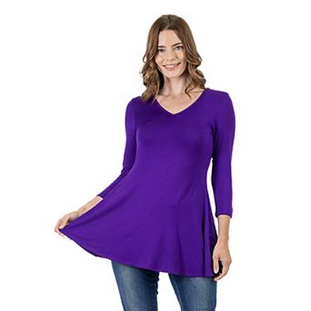 Women's 24Seven Comfort Apparel V Neck Tunic Top
