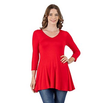 Women's 24Seven Comfort Apparel V Neck Tunic Top