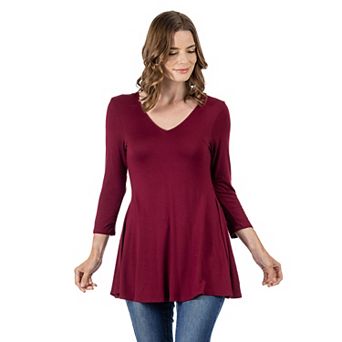 Women's 24Seven Comfort Apparel V Neck Tunic Top