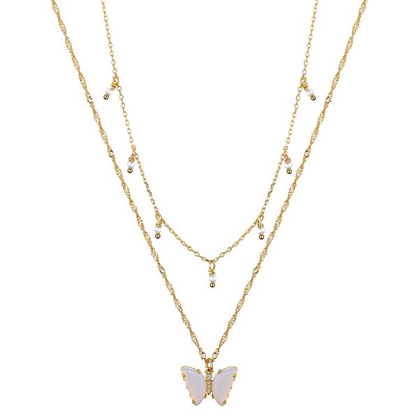 【LLOYD】Lucky Butterfly Two Cubic Necklace☆追跡送 Kids' 14k Gold Diamond Butterfly Necklace – RUBY STELLA