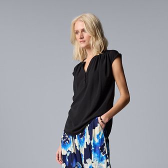 Petite Simply Vera Vera Wang Short Sleeve Dolman Popover Top
