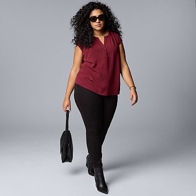 Plus Size Simply Vera Vera Wang Short Dolman Sleeve Popover Blouse