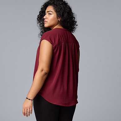 Plus Size Simply Vera Vera Wang Short Dolman Sleeve Popover Blouse