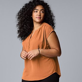 Plus Size Simply Vera Vera Wang Short Dolman Sleeve Popover Blouse