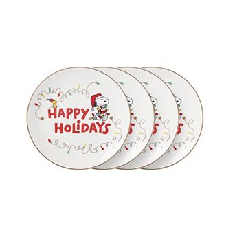Lenox Peanuts Snoopy Christmas 4 pc Accent Plate Set