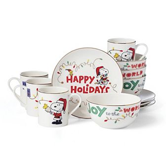Lenox Peanuts Snoopy Christmas 12 pc Dessert Set