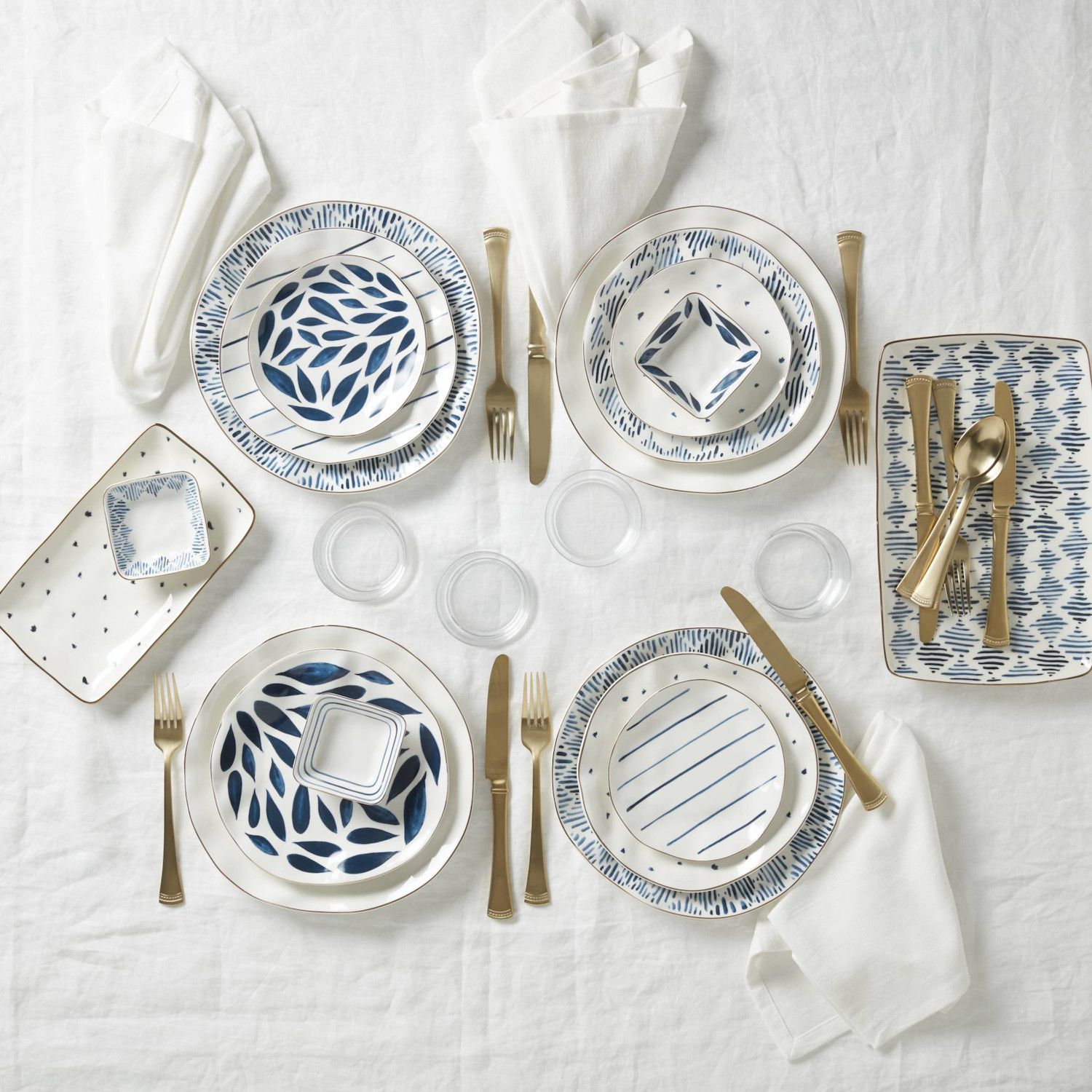 Lenox Blue Bay - Set di stoviglie da 12 pezzi, 6,9 kg, colore: Bianco
