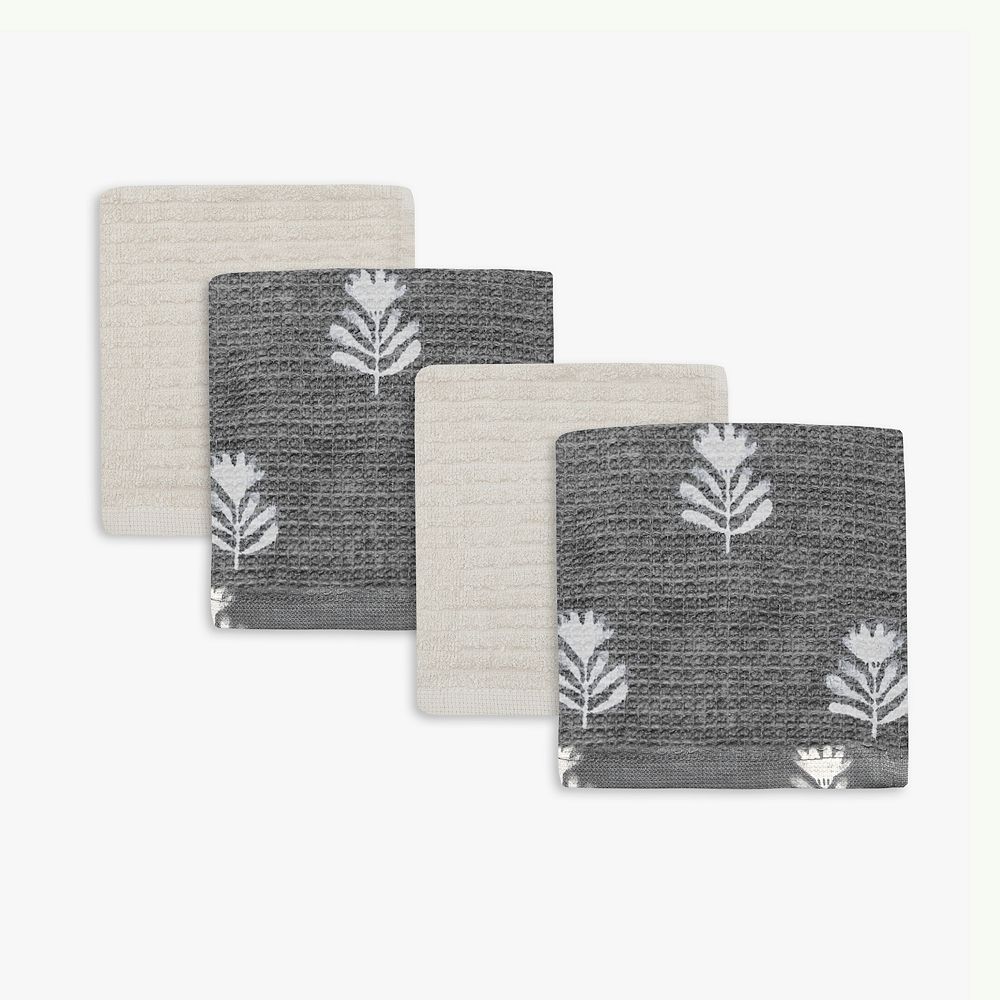 Mingle & Co. Printed Waffle Terry Dishcloth 4-Pack