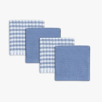 Mingle & Co. Solid & Checkered Waffle Terry Dishcloth 4-Pack