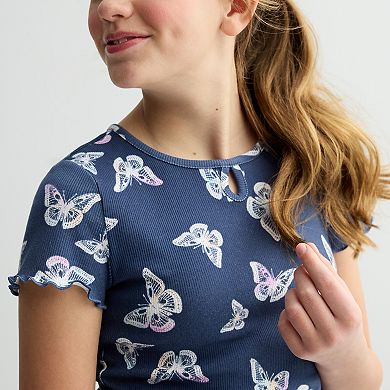 Girls 6-20 SO® Short Sleeve Key Hole Tee in Regular & Plus Size