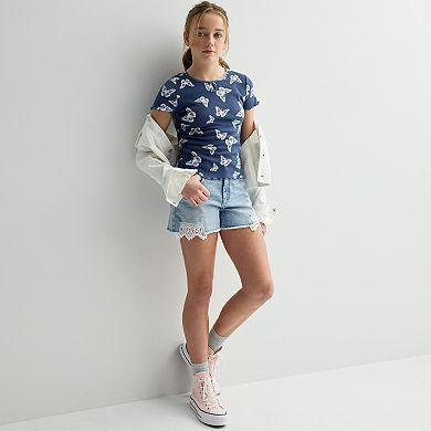 Girls 6-20 SO® Short Sleeve Key Hole Tee in Regular & Plus Size