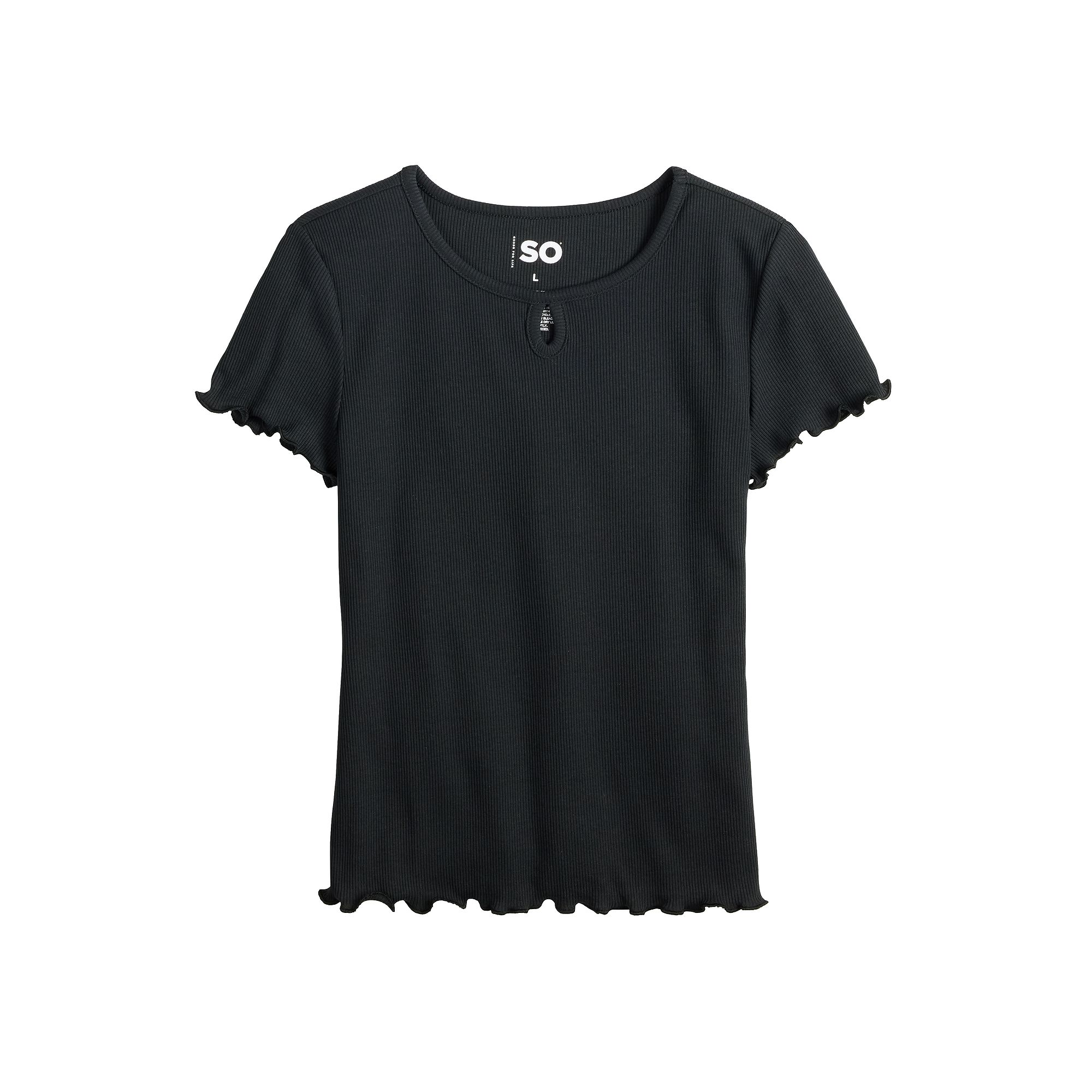 Girls 6-20 SO® Short Sleeve Key Hole Tee in Regular & Plus Size, Girls, S