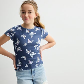 Girls 6-20 SO® Short Sleeve Key Hole Tee in Regular & Plus Size