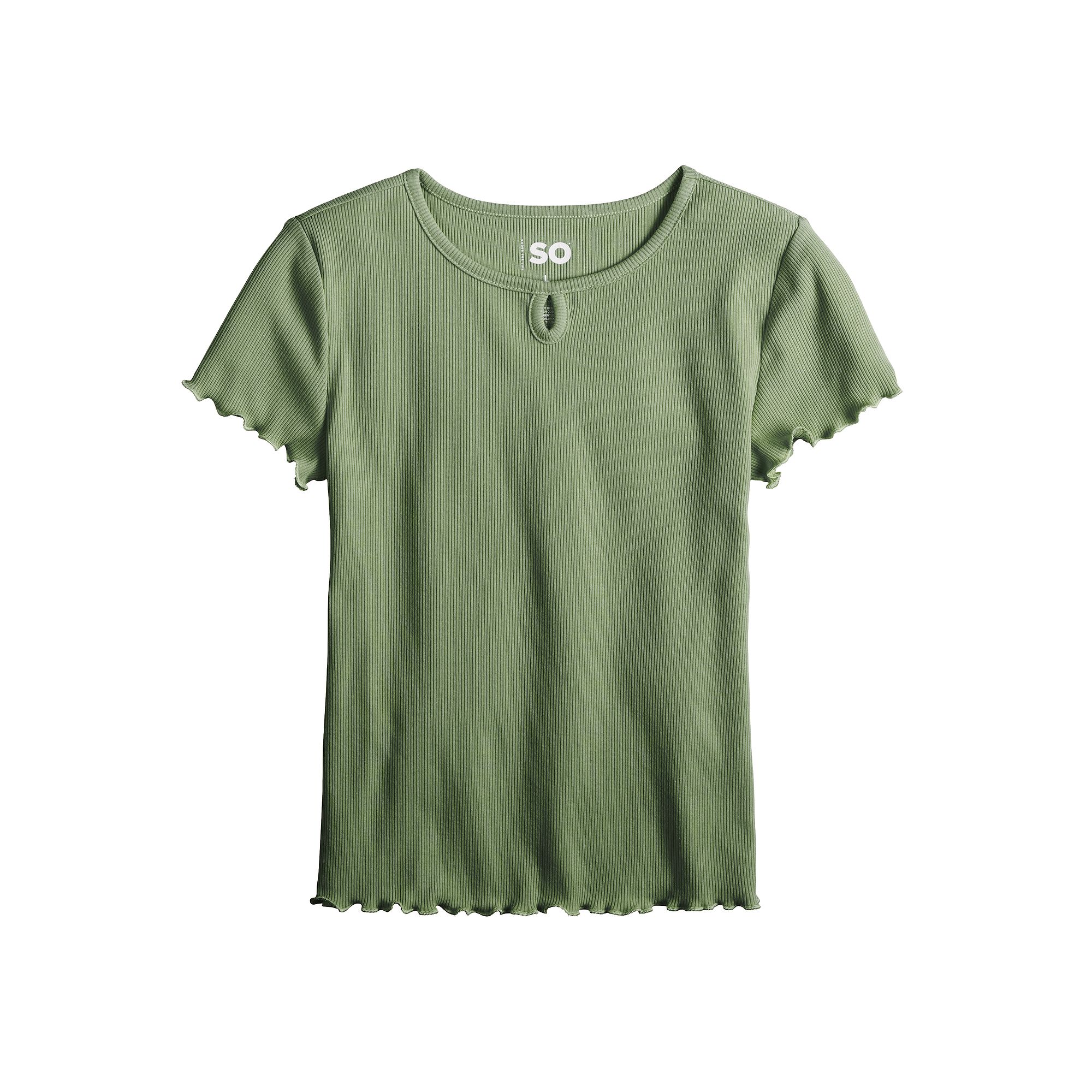 Girls 6-20 SO® Short Sleeve Key Hole Tee in Regular & Plus Size, Girls, S