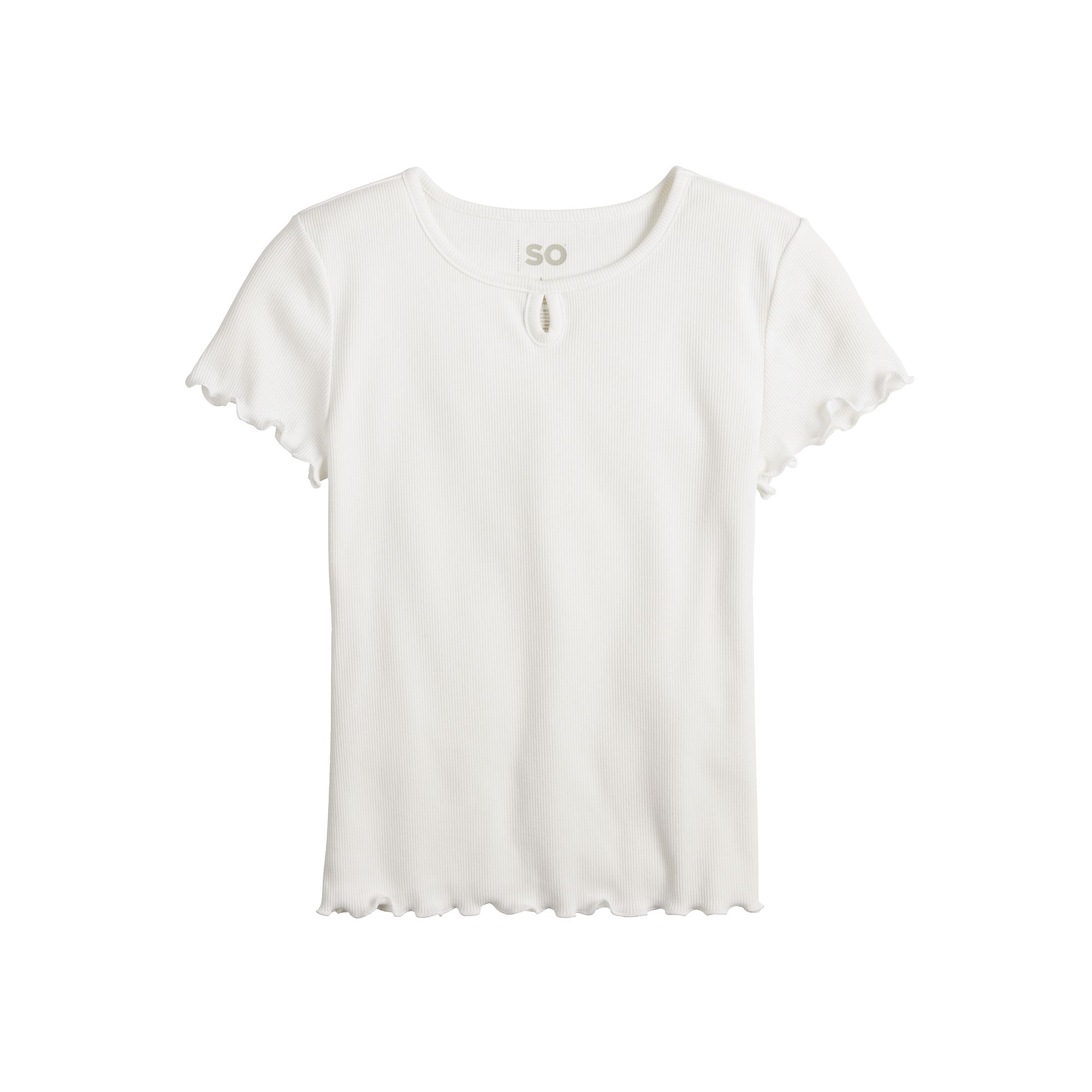 Girls 6-20 SO® Short Sleeve Key Hole Tee in Regular & Plus Size, Girls, S