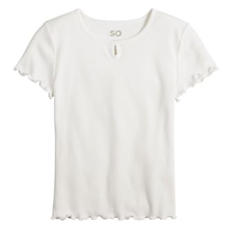 Girls 6-20 SO® Short Sleeve Key Hole Tee in Regular & Plus Size