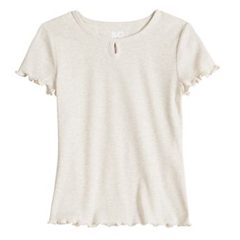 Girls 6-20 SO® Short Sleeve Key Hole Tee in Regular & Plus Size