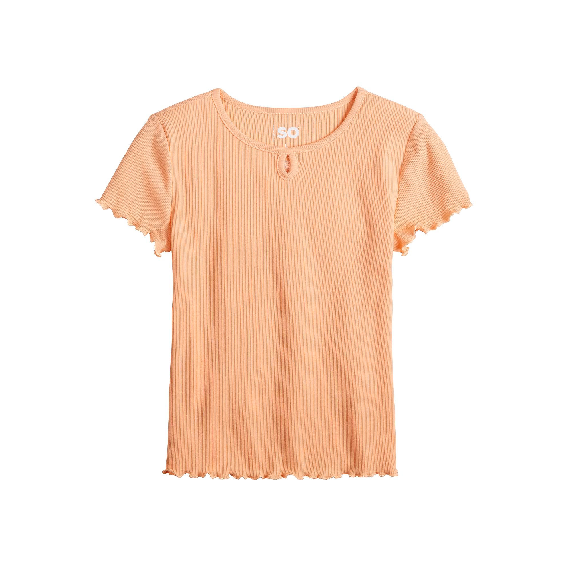 Girls 6-20 SO® Short Sleeve Key Hole Tee in Regular & Plus Size, Girls, S