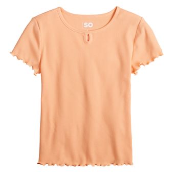 Girls 6-20 SO® Short Sleeve Key Hole Tee in Regular & Plus Size