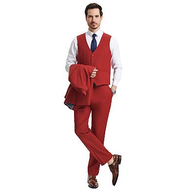 Men's Stacy Adams Solid Hybrid-Fit 3pc Notch Lapel Suit Set