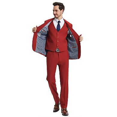 Men's Stacy Adams Solid Hybrid-Fit 3pc Notch Lapel Suit Set