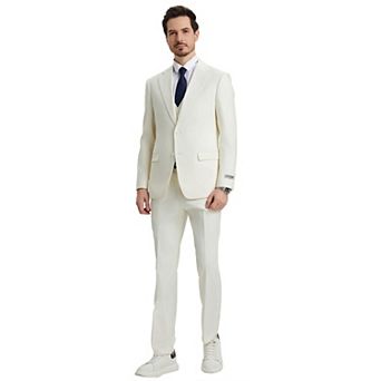 Men's Stacy Adams Solid Hybrid-Fit 3 pc Notch Lapel Suit Set