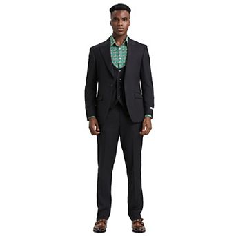 Men's Stacy Adams Hybrid-Fit 3 pc Suit Set, Jacket Vest and Pants