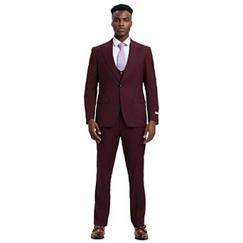 Men's Stacy Adams Hybrid-Fit 3 pc Suit Set, Jacket Vest and Pants