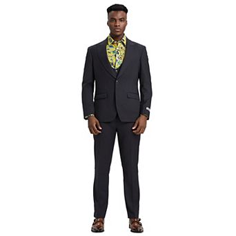 Men's Stacy Adams Hybrid-Fit 3 pc Suit Set, Jacket Vest and Pants
