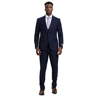 Men's Stacy Adams Hybrid-Fit 3 pc Suit Set, Jacket Vest and Pants