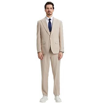 Men's Stacy Adams Hybrid-Fit 3 pc Suit Set, Jacket Vest and Pants
